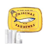 Travel Makeup Bag - Cosmetics Storage Bag | Leather Cute Makeup Purse | Canned Sardine Cosmetic Bag | Funny Sardine Design Aesthetic Storage Coquette Makes Light Weight Pouch For Womens
