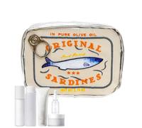 Travel Makeup Bag - Cosmetics Storage Bag | Leather Cute Makeup Purse | Canned Sardine Cosmetic Bag | Funny Sardine Design Aesthetic Storage Coquette Makes Light Weight Pouch For Womens