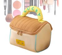 Travel Makeup Bag, House-Shaped Toiletry Shower Pouch, Lightweight Makeup Organizer, Shampoo Pouches Cosmetic Pack for Home Business Trips, Size 7,09 x 7,09 x 5,91 pollici, marrone, Se référer au