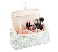 Travel Makeup Bag - Large Capacity Cosmetic Organizer, Water Resistant Oxford Cloth Adjustable Dividers | Toiletry Case Brush Holder Vacation Essentials Beauty Storage And Other Purpose