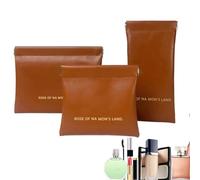 Travel Makeup Bag, PU Leather Pouch, Self-Closing Organizer, Sturdy Zipper Design, Spacious Compartments, Perfect for Travel Beauty Storage, Brown, White, Pink, 3 Pieces