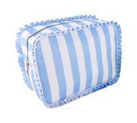 Travel Makeup Bag, Ruffle Cosmetic Pouch, Multi-Functional Toiletry Organizer, Spacious Storage Case, Stylish Accessory for Gym Business Commute Road Trip Outdoor Vacation, blu, Se référer au