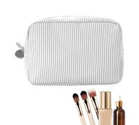 Travel Makeup Bag - Stripe Cosmetic Storage Case | Toiletry Pouch with Zipper Aesthetic Travel Case For Women Gym Camping Beach School Durable Portable Organizer