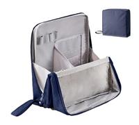 Travel Makeup Bag - Vertical Standing Design & Space Saving Pouch, impermeabile esterno + interno Divider | Reinforced Nylon Construction - for Cosmetics & Stationery, blu navy, Se référer au