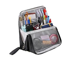 Travel Makeup Bag - Vertical Standing Design & Space Saving Pouch, impermeabile esterno + interno Divider | Reinforced Nylon Construction - for Cosmetics & Stationery, Nero , Se référer au descriptif
