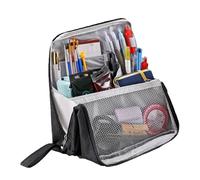 Travel Makeup Bag - Vertical Standing Design & Space Saving Pouch, Waterproof Exterior + Interior Divider | Reinforced Nylon Construction - For Cosmetics & Stationery