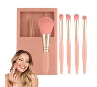Travel Makeup Brush Set, Compact Makeup Brushes with Case and Mirror, Portable Cosmetic Tools for Foundation, Powder, Concealers, Eye Shadow Application, (4,33 x 2,95 inches)