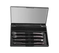 Travel Makeup Brush Set with Case, 4 x spazzole cosmetiche doppie, Professional Face Beauty Tools for Women, Compact Accessories for Business Trips, On-the-Go Use, 5,51 x 3,15 x 0,79 in