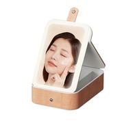 Travel Makeup Mirror with Light, Led Cosmetic Organizer, Crocodile Texture Storage Case, 8.27x5.59x2.17 inches Large-Capacity Travel Vanity with Built-In Lights for Women