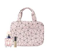 Travel Makeup Organizer, Toiletry Storage Bag, Water-Resistant Toiletry Bag, Makeup Organizer with Hook, Portable Travel Organizer for Brushes, Makeup, and Toiletries, Black and Pink
