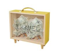 Travel Memory Box - Telaio di Casella di Memoria in Legno con Slot, Salvare la Scatola di Denaro con Mappa del Mondo Non è per i Biglietti: è Possibile archiviare francobolli, Lettere e Altro e d