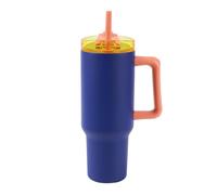 IDRINK - Tumbler borraccia termica da viaggio, 1,2 Lt con manico e cannuccia (Blu)