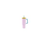 IDRINK - Tumbler borraccia termica da viaggio, 1,2 Lt con manico e cannuccia (Rosa)