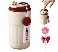 Travel Mug With Temperature Display, Stainless Steel Travel Mug With Temperature, Portable Coffee Bottle Cap, Vacuum Insulated Bottle, for Hot And Cold Drinks, Tea, Office & Outdoor Use (Red)