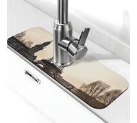 Travel Paris - Tappetino per rubinetto per lavello da cucina, super assorbente, in diatomite, ad asciugatura rapida, in pietra ad asciugatura rapida, vassoio raccogli gocce per lavello del bagno