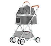 Travel Pet Dog Stroller for Medium Small Dogs Cats, Pet Stroller Foldable 4 Wheel Cat Dog Cart Strollers with Detachable Carrier, Breathable Pet Nest Seat Loading 20kg(Gray a)