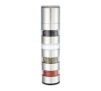 Travel Seasoning Containers - 4-in-1 Portable Salt And Pepper Container Set | Pepper Grinder | Modular Travel Seasoning Kit Salt and Peppers Grinder Set per Outdoor Cooking Camping Traveling Car