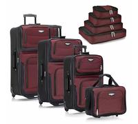 Travel Select Amsterdam Expandable Rolling Upright Luggage, Burgundy, 8-Piece Set