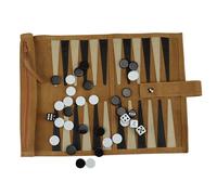 Travel Size Backgammon Game - Leather Portable Strategy Board Game Set | 34 x 26 cm Foldable Classic Tabletop ame | Compact Backgammon Travel Set for Adults Kids Family Trips