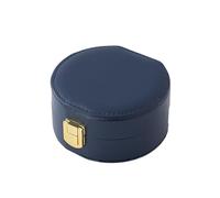 Travel Size Jewelry Box Portable Seashell-Shaped Jewelry Case 2 Layer Organizer in PU Leather for Women scatola organizer(Navy)