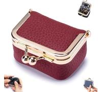 Travel Small Jewelry Organizer, Portable Leather Jewelry Case Organizer, Leather Mini Jewelry Box With Kiss Lock For Earrings Necklaces, Rings & Precious Articles (burgundy)