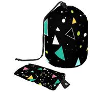 Travel Smart: borsa organizer per articoli da toeletta impermeabile con grande capacità, la borsa per il trucco indispensabile per le donne in viaggio, motivo geometrico triangolare, Multicolore,