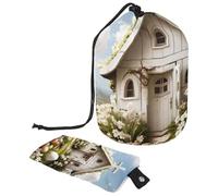 Travel Smart: borsa organizer per articoli da toeletta impermeabile con grande capacità, la borsa per il trucco indispensabile per le donne in viaggio, casa bianca con croce pasquale, Multicolore,