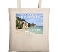 Travel The World ANSE Source d'Argent Cliffs Borsa Tote in Cotone Ecologico Naturale Beige, Beige, Taglia unica