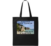 Travel The World ANSE Source d'Argent Cliffs Borsa Tote in Cotone Ecologico Naturale Nero, Nero , Taglia unica