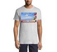 Travel The World Mount Fuji Japan Crew Neck Cotton T-Shirt Uomo Ash, Cenere, XL