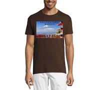 Travel The World Mount Fuji Japan Crew Neck Cotton T-Shirt Uomo Cioccolato, cioccolato, L