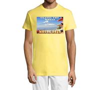 Travel The World Mount Fuji Japan Crew Neck Cotton T-Shirt Uomo Giallo, Giallo, M
