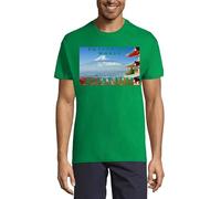 Travel The World Mount Fuji Japan Crew Neck T-shirt da uomo in cotone verde Kelly, Verde kelly, XXL