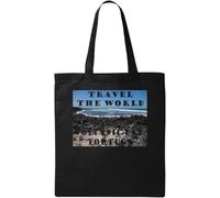 Travel The World Volcanic Bay, Tortuga Borsa Tote in Cotone Ecologico Naturale Nero, Nero , Taglia unica