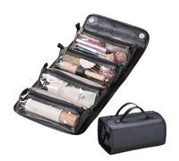 Travel Toiletry Bag 4 Detachable Clear Compartment,Multi Compartment Hanging Leather Makeup Bag,4 In 1 Roll Up Large Capacity Leather Waterproof Cosmetic Bag (one size,Black)