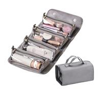 Travel Toiletry Bag 4 Detachable Clear Compartment,Multi Compartment Hanging Leather Makeup Bag,4 In 1 Roll Up Large Capacity Leather Waterproof Cosmetic Bag (one size,Grey)