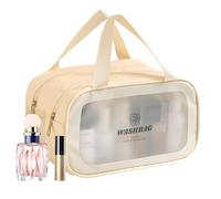 Travel Toiletry Bag, Makeup Organizer with Dry-Wet Separation, Waterproof Cosmetic Storage Pack, Portable & Lightweight for lozioni, Cleansers, and Travel, beige, Se référer au descriptif,