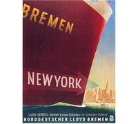Travel Tourism Bremen York Ship Liner Germany Vintage Advert Art Print Poster Wall Decor 12X16 Inch Viaggio Turismo Nave transatlantico Germania Vintage ▾ Pubblicità Manifesto Parete