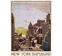 Travel Tourism New York Manhattan City Harbour Art Print Poster Wall Decor 12X16 Inch