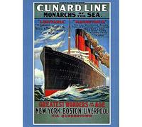 Wee Blue Coo Travel Transport Lusitania Mauretania Cruise Liner Ship Boat Art Print Poster Wall Decor 12X16 Inch Viaggio Trasporto Crociera transatlantico Nave Barca Manifesto Parete