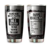 Travel Tumbler Con Paglia E Coperchio Mug Termica Riutilizzabile Tazza Da Caffè Per Mamma Colleghi Papà 590 Ml Papps Personalizzati Per Sempre L'Uomo Il Mito La Leggenda - Con Nome