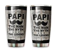 Travel Tumbler Riutilizzabile Tazza Termica Con Paglia E Coperchio Tazze Da Viaggio Per Auto Natale Papà 590 Ml Papi L'Uomo Il Mito La Leggenda - Retro Papi