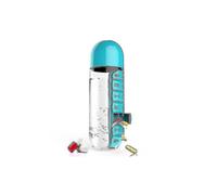 Travel Water Bottle With Pill Box Blue