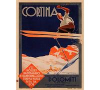 Travel Winter Sport Skiing Cortina Italy Alpine Vintage Advert Art Print Poster Wall Decor 12X16 Inch Viaggio Inverno Sciare Italia Alpino Vintage ▾ Pubblicità Manifesto Parete