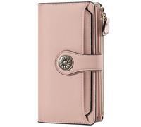 Travelambo Portafogli Donna RFID Grande Capacità Lusso In Pelle Cerata Frizione Portafoglio Multi Card Organizer, Colore: rosa champagne., 1.1 x 7.32 x 4.05 Inches, Vintage