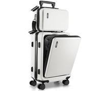 TRAVELARIM Valigia da viaggio, non espandibile, Bianco/Giardino opulento, Carry-on 22 Inch, Bagaglio a mano espandibile