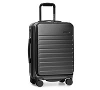 Traveler's Choice Mykel Front Pocket Polycarbonate Hardside Suitcase with Sleeve and Ergonomic Handle, Black, Carry-On 22-Inch