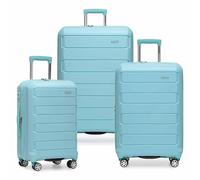 Traveler's Choice Pagosa - Valigia trolley espandibile e rigida, indistruttibile, Celeste (Baby Blue), 2 Piece Set