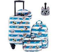 Travelers Club 5 Piece Kids Luggage Travel Set, Bagagli per Bambini, Cool Dog
