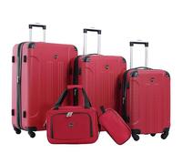 Travelers Club Set di valigie Sky+, Rosso, Set da 5 pz, Chicago Hardside Trolley Espandibile